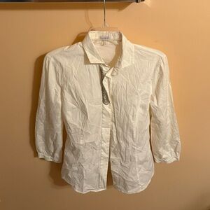 Rivamonti white metallic chain detail button up shirt